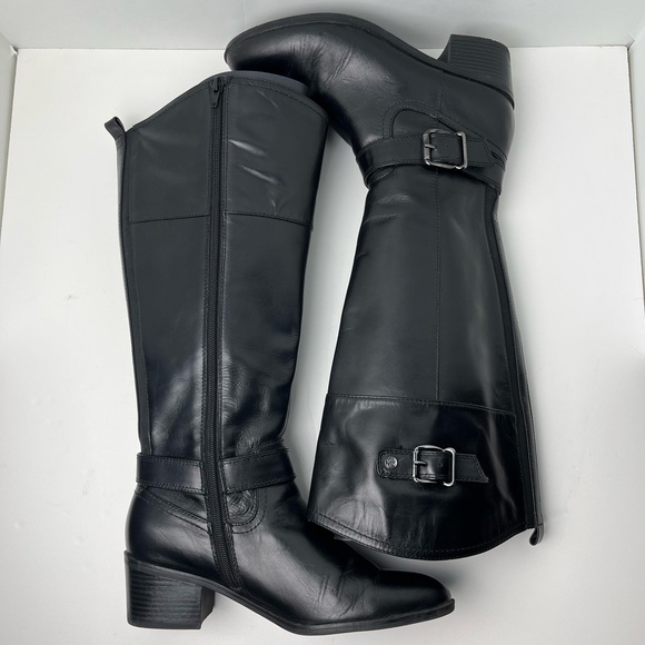 Bandolino Pries Black Harness Riding Knee High Boots Wide Calf - Picture 6 of 11